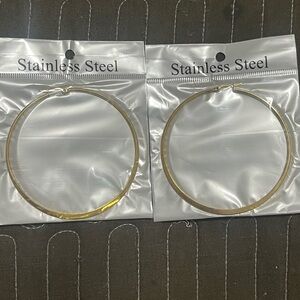 Gold Stainless Steel Hoop Earrings